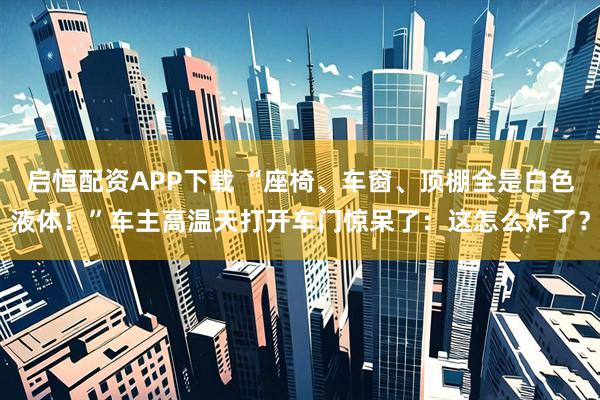 启恒配资APP下载 “座椅、车窗、顶棚全是白色液体！”车主高温天打开车门惊呆了：这怎么炸了？